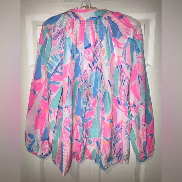 Lilly Pulitzer Elsa “Out To Sea” Top Women’s silk top Size Small VVGUC - Picture 2 of 13